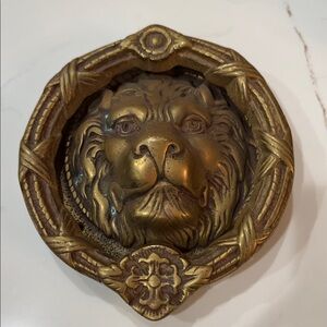 Large Antique Lion Head Brass Door Knocker